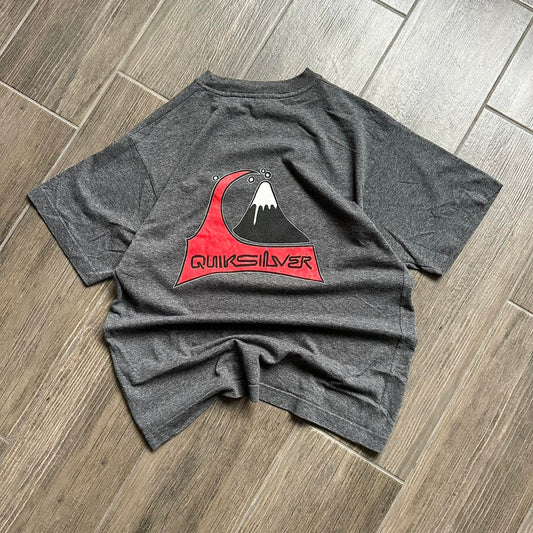 Quiksilver surf-wear y2k grey oversized S tee