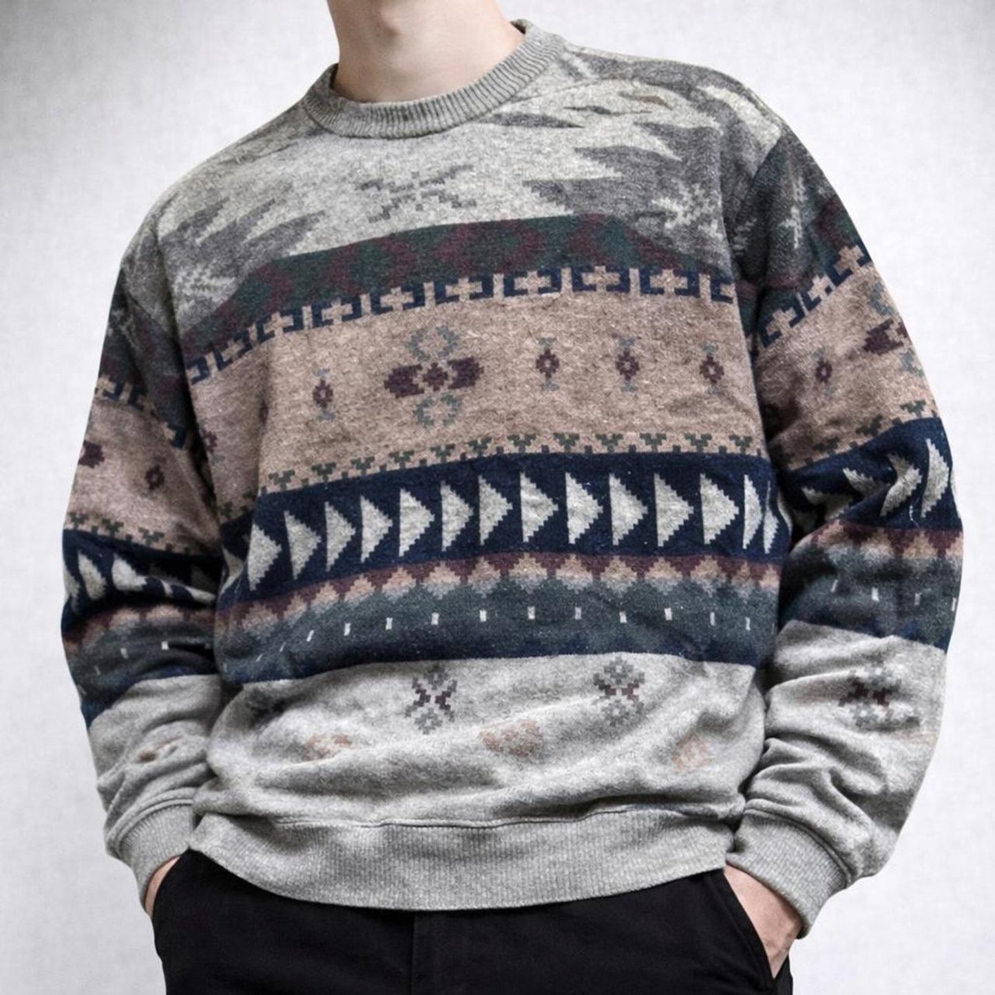 90s Aztec Patterned knit made in Spain sweater