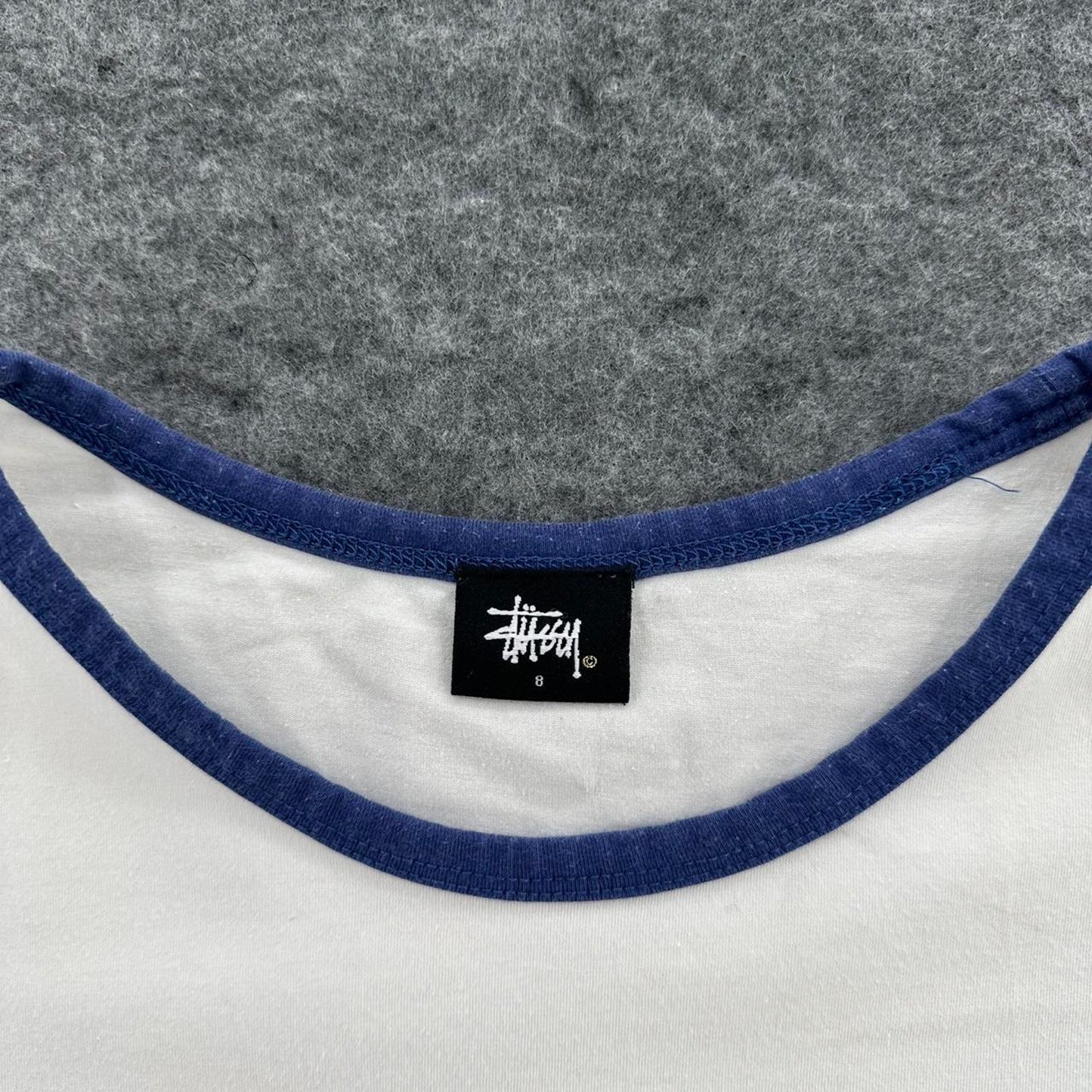 Stussy white baby tee with