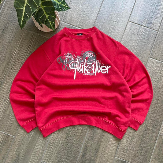 Quiksilver red y2k japan style sweatshirt